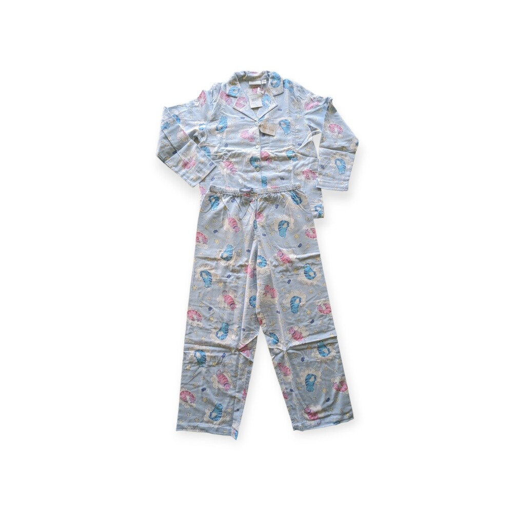 Intimate Essentials Cat On Cloud Print 2 Pc Capri Pajama Set Cotton Knit Size M